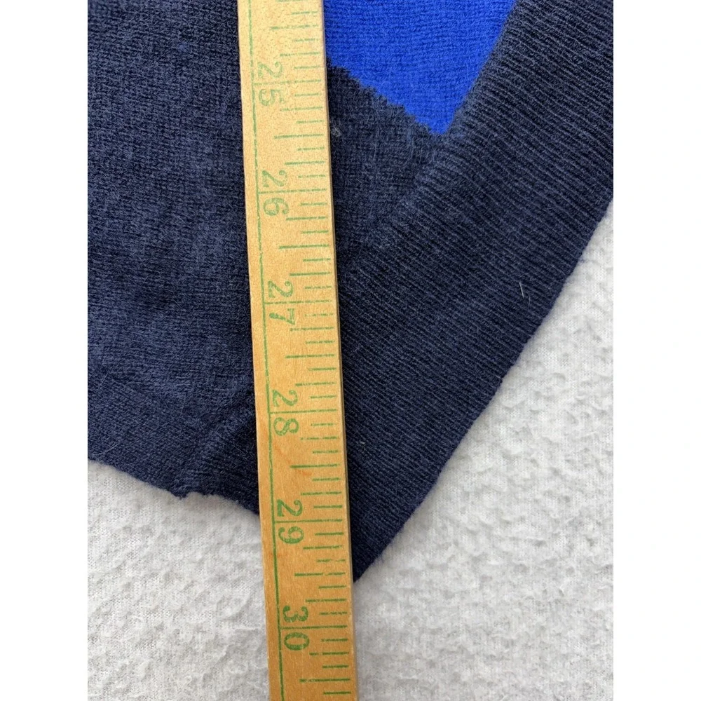 Sweater Tunic Petite Womens XS Blue Colorblock Cashmere Scoop Neck Asym Hem